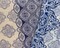 Blue-Beige Poly Paisley Printed Silky Pebble Chiffon Woven Fabric By the Yard